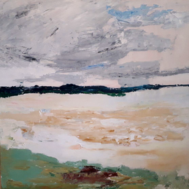 Westerschelde<br/>Abstract<br/> Afmeting: 90 x 90 cm<br/>olieverf met paletmes