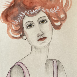 Träumerin, Aquarell auf Papier