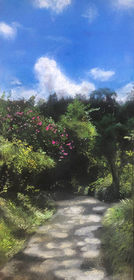 「夏の終わり」 347×151mm パステル・アクリル