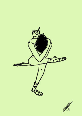 Matcha Pose, digital art, procreate, stil: pencil, 2026