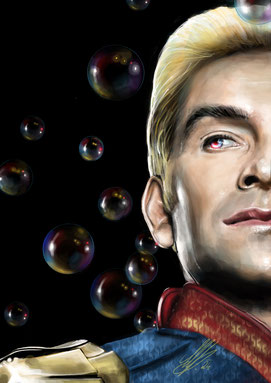 Antony Starr as "The angry one with the soap bubbles", digital art, procreate, stil: acrylic, airbrusch 2024