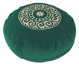 Meditationskissen rund h 10 cm dunkelgrün mandala