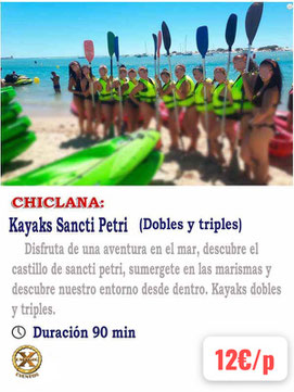 alquilar un kayak en Cadiz