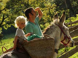 family ride with a donkey / photo : N. Turin