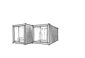Small footprint home design 2, 3D outside sketch by Heidi Mergl Architect