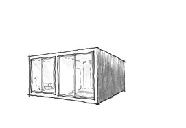 Small footprint home design 1, 3D outside sketch by Heidi Mergl Architect