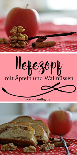 Hefezopf mit Äpfeln und Walnüssen