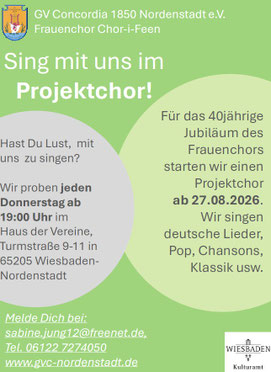 Frauenchor Chor-i-Feen des GVC - Projektchor Startet am 27. August 2026