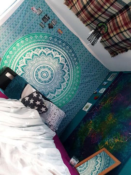 Mandala Wandtuch in Türkis