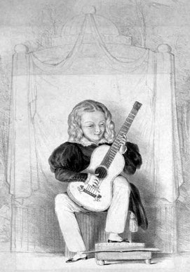 Giulio Rigondi als neunjähriges Wunderkind im Royal Adelphi Theatre in London. 1831.