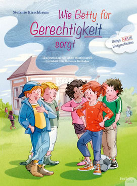 Buchcover: Wie Betty für Gerechtigkeit sorgt. Szene mit Kindern am Schulhof