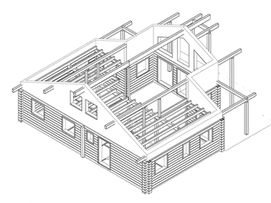 Wohnblockhaus - Zeichnung - Werkplanung - CAD Zeichnung - Blockhausbau - Blockbau 