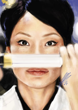 Lucy Liu "Cottonmouth", digital art, procreate, stil: acrylic, 2024