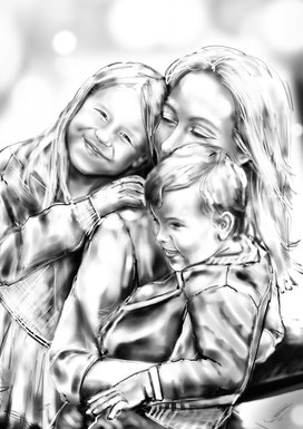 Familyfun, digital art, procreate, stil: pencil drawing/airbrush, 2021