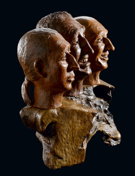 Sculpture, terre cuite, argile, patinée, ethnique personnage, Bois ciré