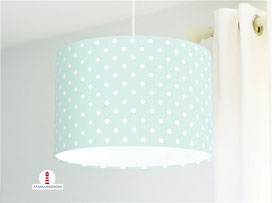 Lampe für Mädchen und Kinderzimmer mit weißen Punkten auf hellem Mint aus Bio-Baumwollstoff - alle Farben möglich