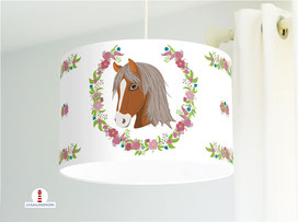Lampe Pferde Mädchen Kinderzimmer Blumengirlande aus Bio-Baumwolle - alle Farben möglich