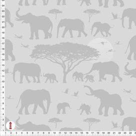 Bio-Stoff Afrika für Kinderzimmer mit Elefanten in Grau aus Baumwolle - alle Farben möglich 