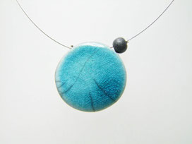 collier ceramique raku bleu 