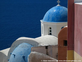 Grèce,iles grecques,santorin,mer,méditerrané,Cyclades,dome,bleu,ville