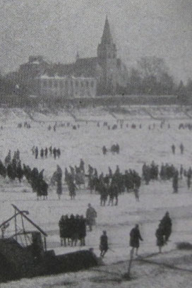 Feste Eisdecke auf dem Rhein, Februar 1929