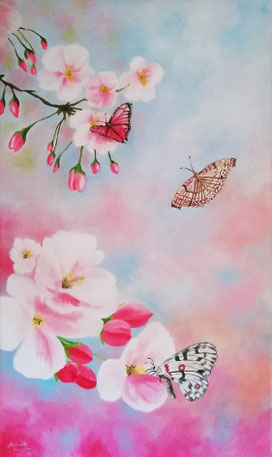 Schmetterlinge - Blüten - Ölgemälde - Kunst