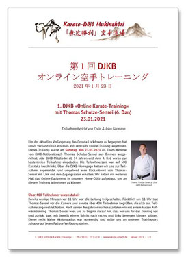 Karate Erlach, Thomas Schulze-Sensei,  DJKB Online Karate-Training