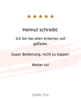 Ich bin bei allen Kriterien voll geflasht.  Super Bedienung, nicht zu toppen.  Weiter so!