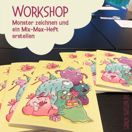 Workshop für Kindergeburtstage. Monster zeichnen lernen mit viel Spaß und lustigen Übungen. Malheft inklusive. Oberhausen und Ruhrgebiet