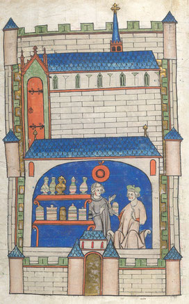 Apothecary shop – XIIe siècle - Sloane 1977 – f°. 49v - Mattheus Platearius © British Library