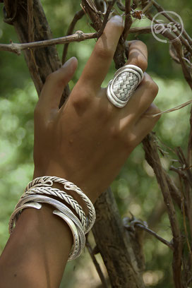 Bracelets argent massif fait main, artisanat ethnique
