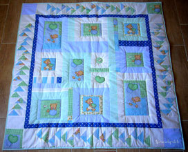 Patchwork créateur bébé bleu vert abracadapatch