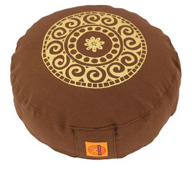 Meditationskissen rund h 10 cm braun mandala