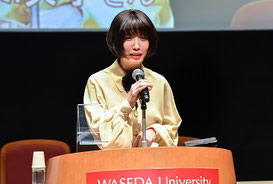 ゲストの芥川賞作家・川上未映子さんが大会を振り返って感想を述べました。