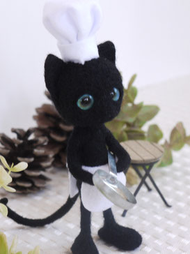 黒猫のシェフ 羊毛フェルト