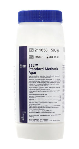 211638 BD BBL™ Agar Métodos Estándar, 500 g