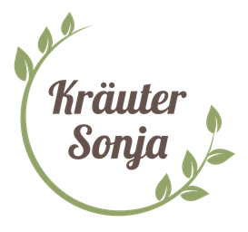 Logo von Kräuter Sonja - Schriftzug mit Kreis und Blättern herum