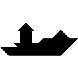 Tangram puzzle 218 : Fishing boat - Visit http://www.tangram-channel.com/ to see the solution to this Tangram