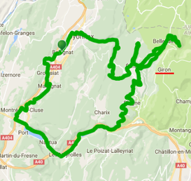 Pour les motards, carte de la balade moto proposé par Le Gite De Giron, Oyonnax et sa région