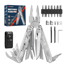 BiBURY Multitool Werkzeug,Faltbares Edelstahl Zange Multifunktionale Multitools mit verbesserter Schere und Schraubendreher,，Geburtstagsgeschenk，Geschenk für Papa Männer，Camping, Wandern, Outdoor
