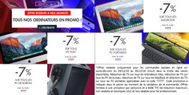 Nos ordinateurs PC et MAC en promo ! 7% jusqu'à demain, code 7777 !