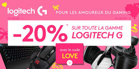 PROMO - Jusqu'au 16 février, 20% sur la gamme Logitech G, avec le code LOVE ! http://www.ldlc.com/n4167/logitechG-st-valentin/#523d712af1ceb