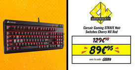 Corsair Gaming STRAFE AZERTY Noir - Switches Cherry MX Red. Code promo GEEK4, seulement ce mardi 23 mai 2017 ! http://www.ldlc.com/fiche/PB00192374.html#523d712af1ceb