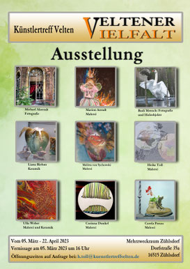 "vor dem Gewitter" – eines der Aquarelle von Gudrun Wege in der Ausstellung im Zühlsdorfer Mehrzweckraum
