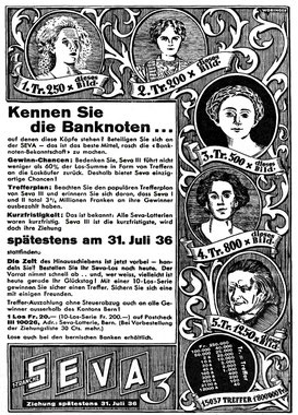 Seva-Inserat in der Berner Tagwacht 27. Mai 1936.