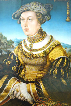 'Maria Jacobäa Herzogin von Bayern', Hans Wertinger, 16. Jh., Alte Pinakothek München. Renaissance Mode Kleid. Foto: Epochs of Fashion
