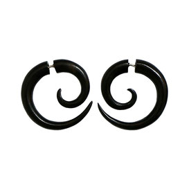 Black Wood Spiral Tribal Earrings フェイクゲージピアス ブラックウッドスパイラルボディーピアス