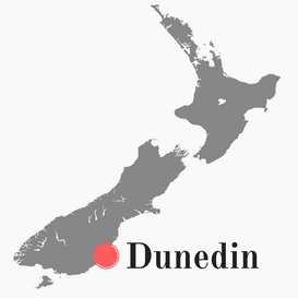 Carte de la Nouvelle-Zélande ciblant Dunedin