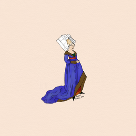 Illustration Dame in Houppelande mit Hennin © Epochs of Fashion
