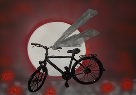 bycicle in the moonlight, here  120x70cm
